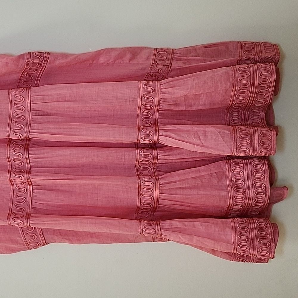 Veronica Beard Preppy Keely Tiered Ramie Mini Dress Size 10 Barbiecore - Picture 11 of 16